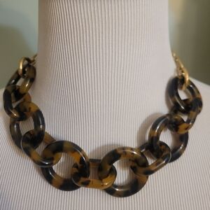 J. Crew Black/Brown Tortoise Circle Necklace